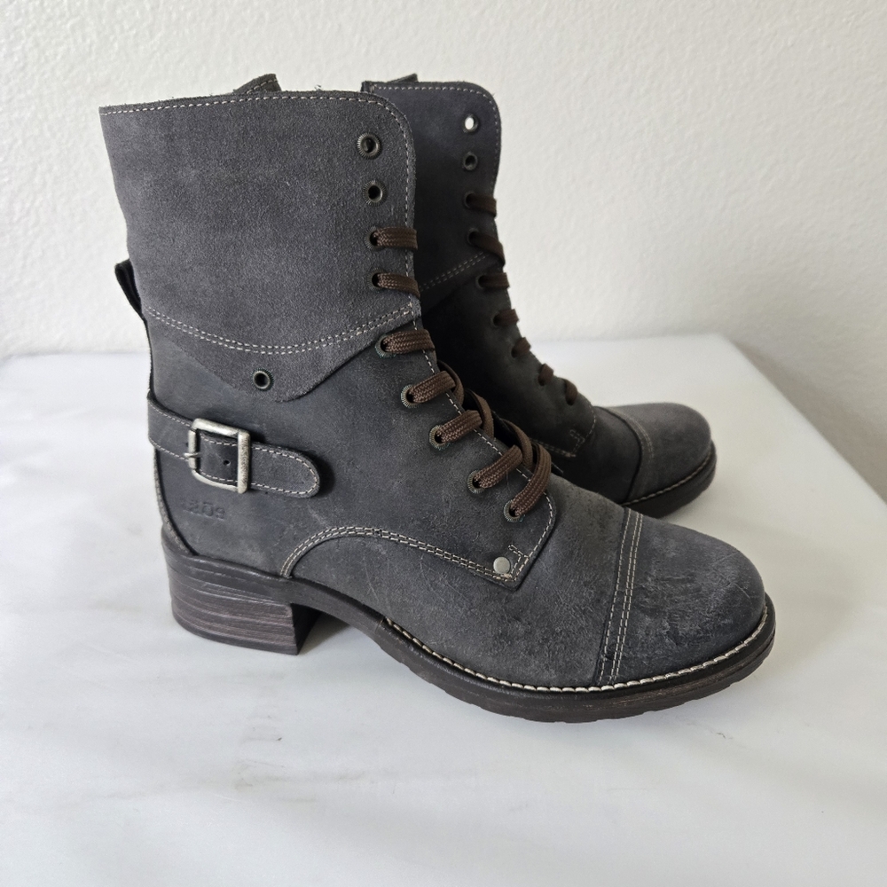 Taos Crave Boots Gray Leather Suede Lace-up Combat Moto Size 41 or US 10 / 10.5 - Picture 5 of 16